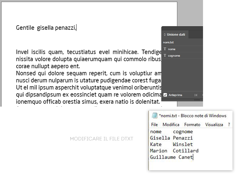 Tutorial indesign - Anteprima e Modifica del file txt.